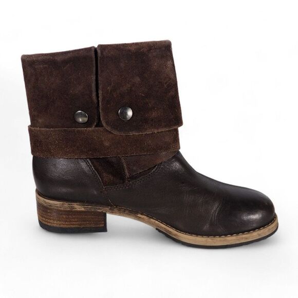 Clarks Volara Sky Fold Over Leather Suede Ankle Boots Brown Women's 8 - Picture 7 of 11